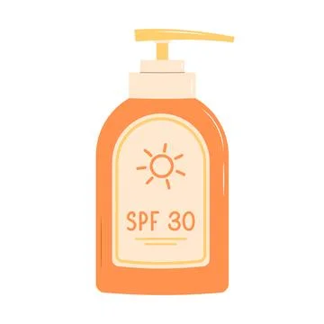 Sunscreen lotion. SPF 30. Flat illustration Stock Illustration