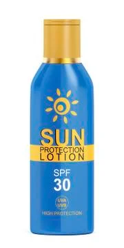 Sunscreen lotion on white background Stock Illustration