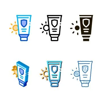 Sunscreen multistyle icon vector outline Stock Illustration