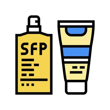 Sunscreen protective face and body oil spf-30 color icon vector illustration Stock Illustration