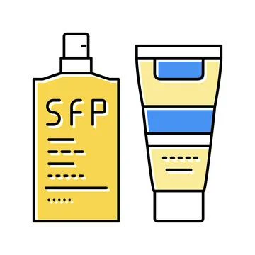 Sunscreen protective face and body oil spf-30 color icon vector illustration Stock Illustration