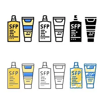 Sunscreen protective face and body oil spf-30 color concepts icon vector Stock Illustration