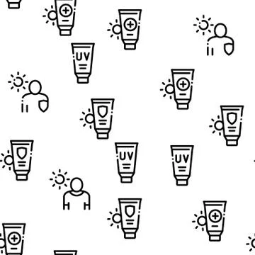 Sunscreen Seamless Pattern Vector Stock Illustration