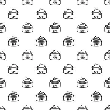 Sunscreen spf cream jar repeating pattern illustration Stock Illustration