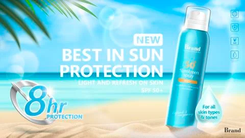 Sunscreen spray ads Stock Illustration