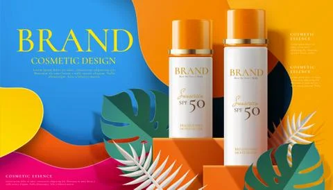 Sunscreen spray ads Stock Illustration