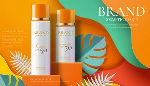 Sunscreen spray ads Stock Illustration