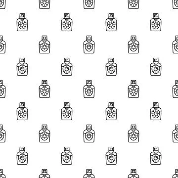 Sunscreen spray bottle linear pattern white background Stock Illustration