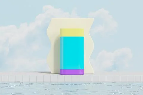 Sunscreen Stick packaging mockup, plastic Cosmetic foundation Stick Stock Illustration