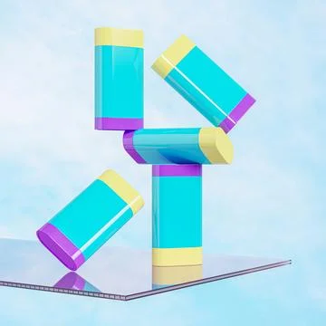 Sunscreen Stick packaging mockup, plastic Cosmetic foundation Stick Illustrazione stock