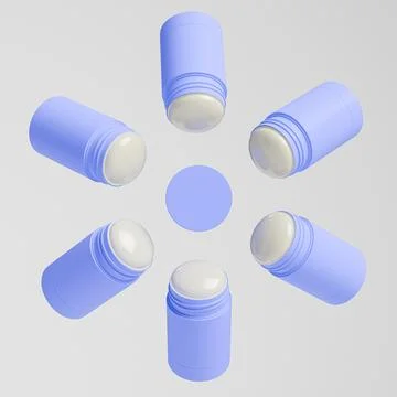 Sunscreen Stick Tubes mockup, Light blue plastic Cosmetic Blush Stick Stock Illustration