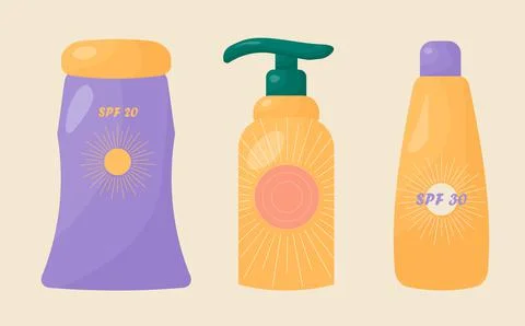 Sunscreen in a tube for applying and caring for the skin of the face, body with Stock Illustration