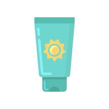 Sunscreen tube flat icon Stock Illustration