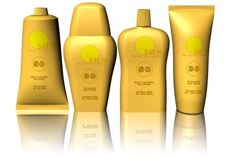 Sunscreen white background - 3D illustration 스톡 일러스트