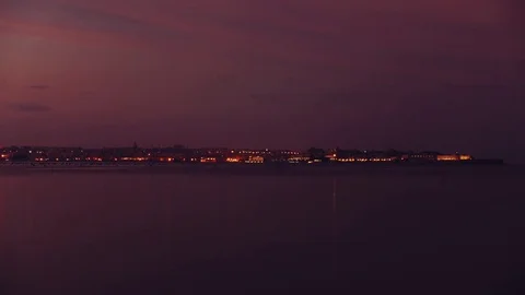 SUNSEAT LIGHTS OF CITY Stock Footage 82656511