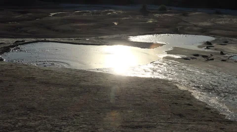 Sunsen on boiling pond 4K Stock Footage 68059002