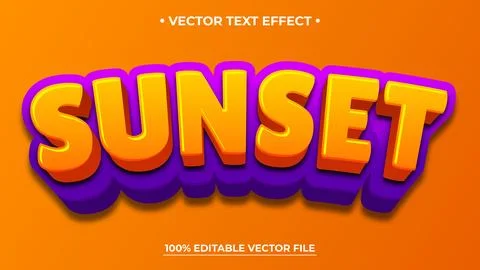 Sunset 3d logo template editable text effect style Stock Illustration