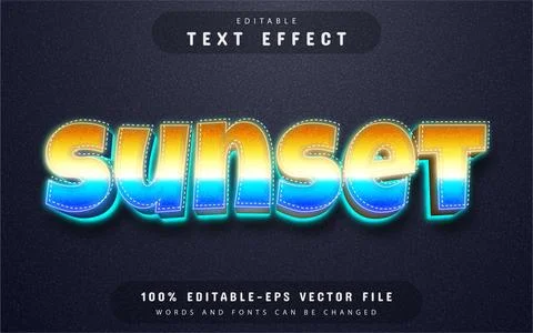 Sunset 3d text effect editable Stock Illustration