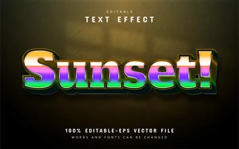 Sunset 3d text effect editable Stock Illustration