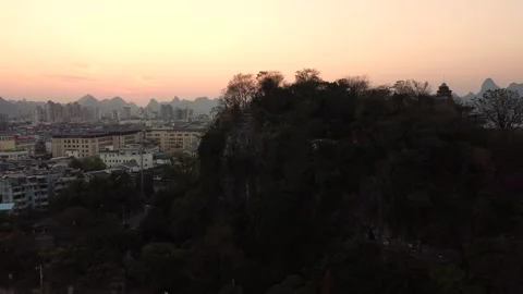 Sunset 4K in Guilin. Elephant Trunk Hill. China. Karst Mountains Stock Footage 312773906