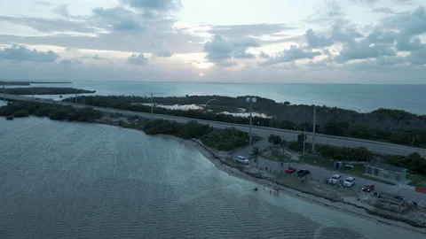 Sunset of 7 mile bridge road of Key West Video stock 154138158