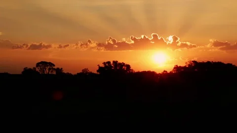 Sunset 8860 Golden lining clouds Stock Footage 76480812
