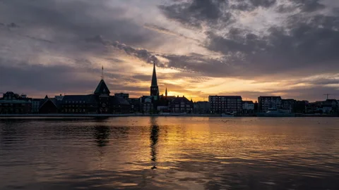 Sunset in Aarhus Stock Footage 264941485