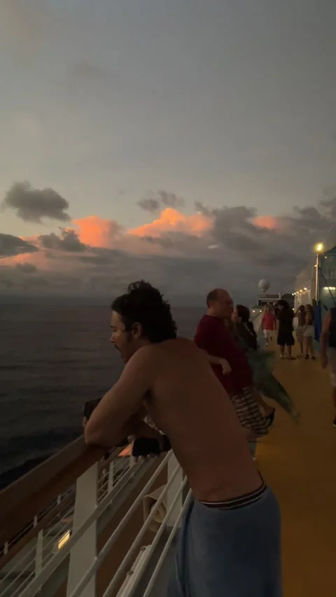 Sunset aboard the cruise ship Costa Diadema, revealing passengers Stock Footage 307883839