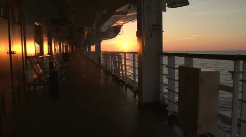 Sunset aboard a cruise ship Stock Footage 11187125