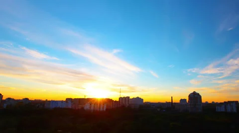 Sunset above a city. 4K. FULL HD, 4096x2304. Stock Footage 37447488