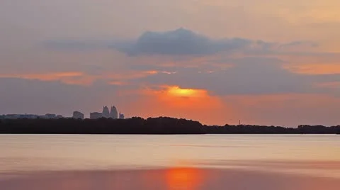 Sunset above a city Stock Footage 20450553