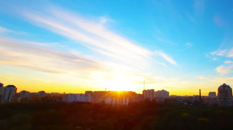Sunset above a city Stock Footage 37449520