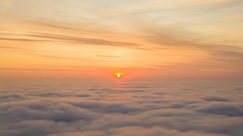 Sunset above The Clouds. Aerial drone hyperlapse. Stock Footage 120017455