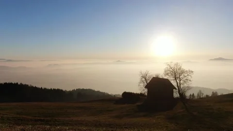 ˙Sunset above clouds Video stock 163163137