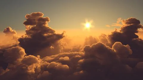 Sunset above the clouds Stock Illustration