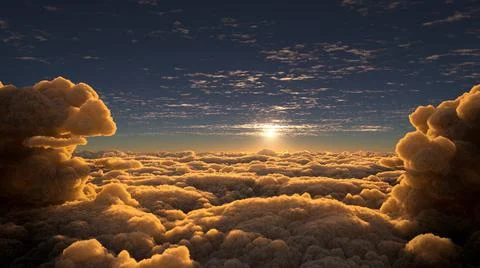 Sunset above the clouds Stock Illustration