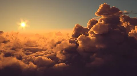 Sunset above the clouds Stockillustratie