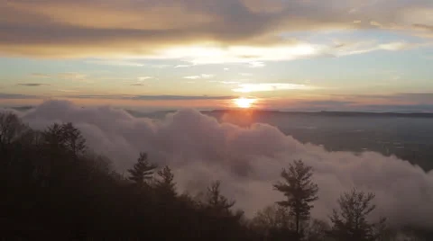 Sunset Above the Clouds Pan Stock Footage 23604215