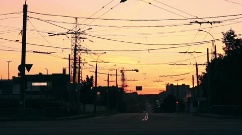 Sunset above the crossroads Stock Footage 48264158