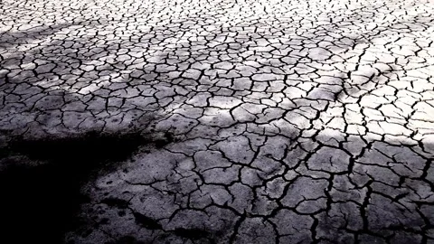 Sunset above drought disaster hot weather dry soil. Climate change global 스톡 동영상 334029424
