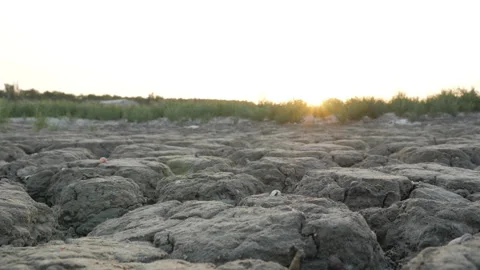 Sunset Above Dry Ground Stock Footage 268829185