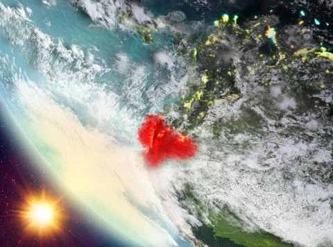 Sunset above Ecuador on Earth Stock Illustration