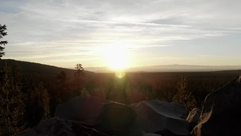 Sunset above the forest, 4K Stock Footage 106842337