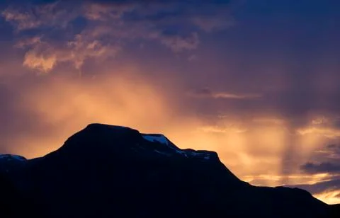 Sunset above Geiranger Stock Photos