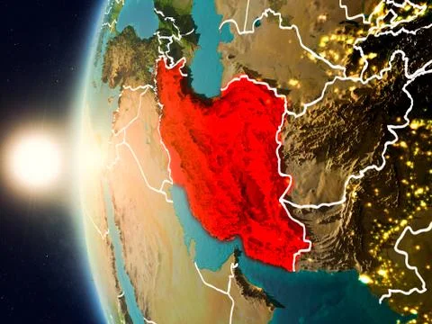 Sunset above Iran from space Fotos Stock
