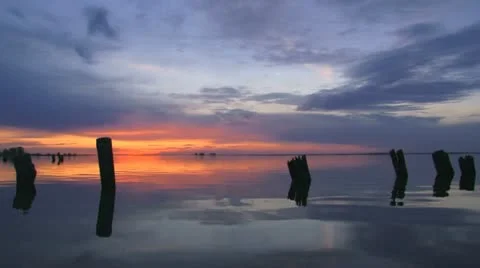 Sunset above a lake Stock Footage 24672897