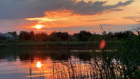 Sunset above the lake Stock Footage 246306587