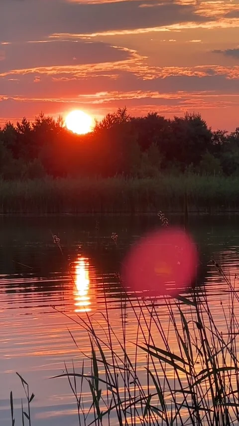 Sunset above the lake Stock Footage 246791172