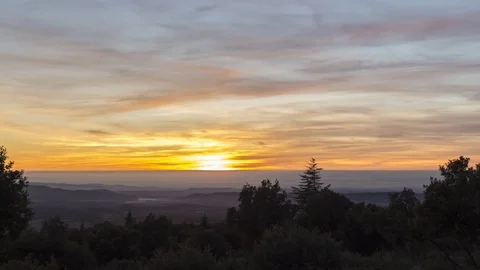 Sunset above Mormoiron and Flassan Timelapse Stock Footage