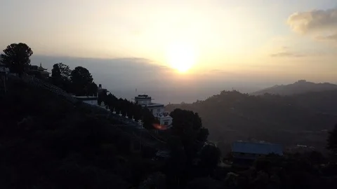 Sunset above mountain in valley Himalayas mountains Stock Footage 119291371